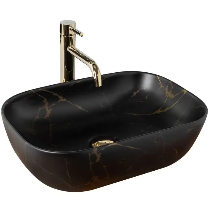 Dodaj do koszyka - Belinda black marble matt umywalka nablatowa 46,5cm REA-U8908