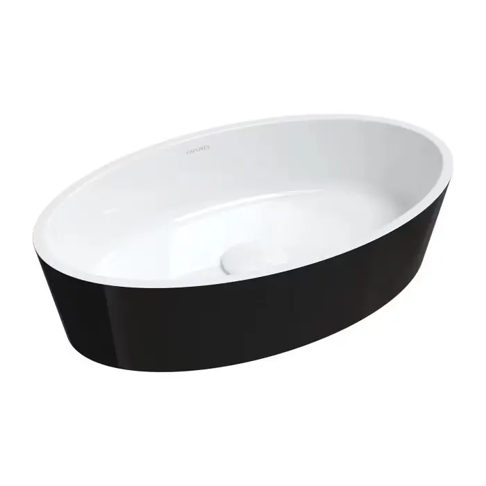 Popularny produkt - Bari m+ umywalka nablatowa, 50 x 30 cm biały / czarny połysk BARI500UNBCP