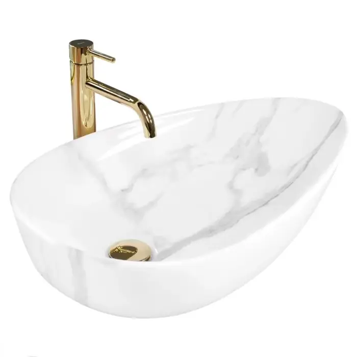 Greta 65 bianco shiny umywalka nablatowa REA-U6501 - Superoferta