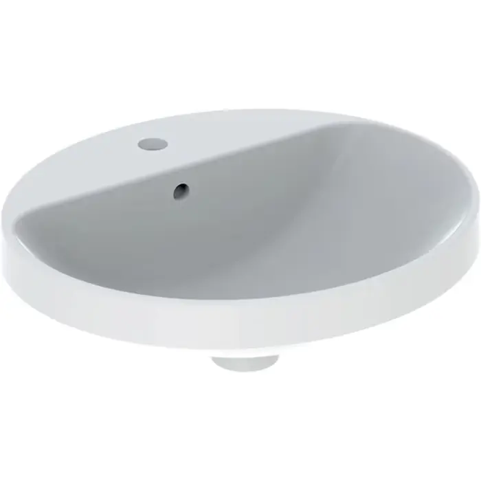 Dodaj do koszyka - Umywalka wpuszczana w blat variform, owalna, z półką z otworem na baterię b1=47.8cm, otwór na baterię=na środku, przelew=widoczny, biały 500.712.01.2