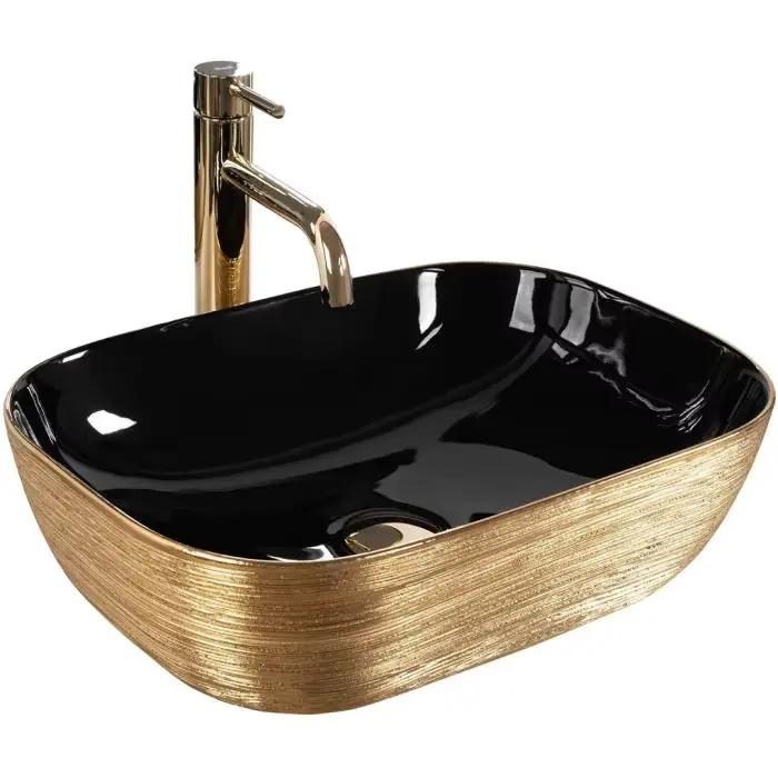 Umywalka nablatowa belinda black gold brush REA-U8780 - Ostatnia szansa