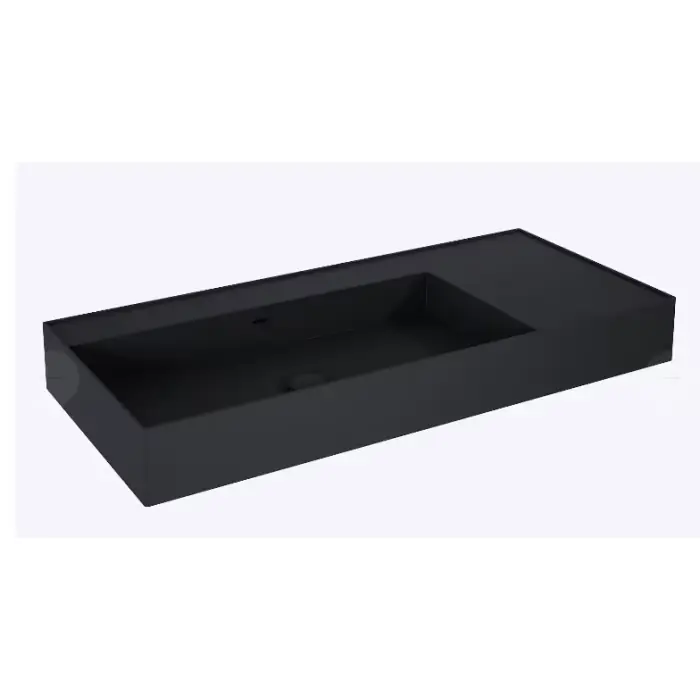 Od ręki | Umywalka level 100 lewa ścienna, solid-surface black matt RE041461187160