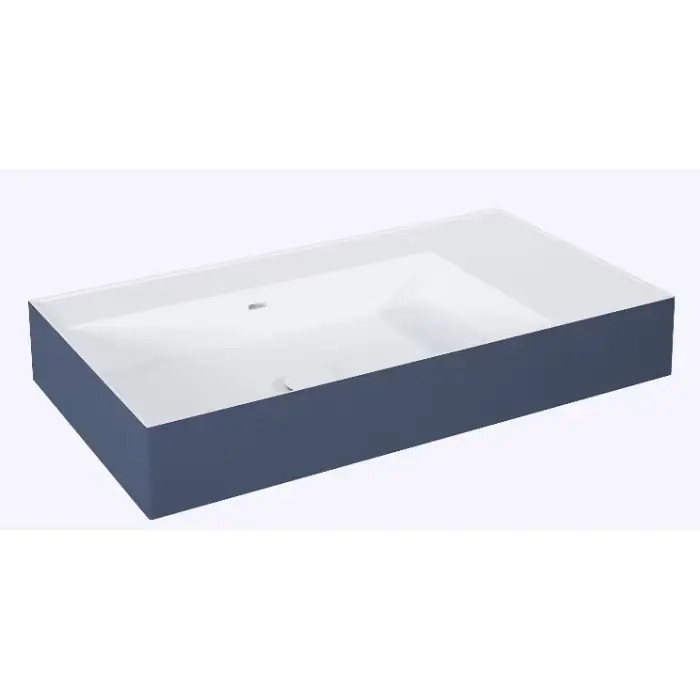 Dodaj do koszyka - Umywalka level 80 lewa ścienna, solid-surface bicolor white matt/ navy blue matt RE041461216210