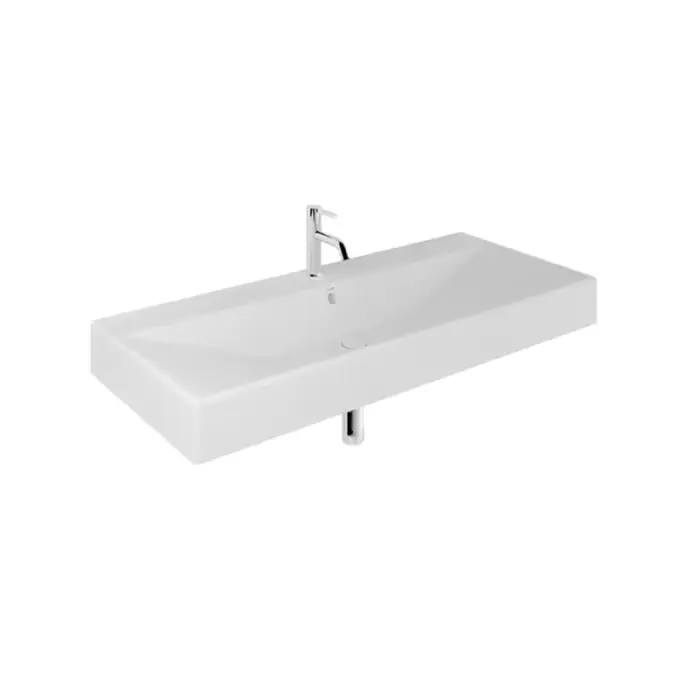 Kup online - Resa umywalka ceramiczna podwieszana, prostokątna, 121x50, z otworem na baterię, biały mat 59WW12153