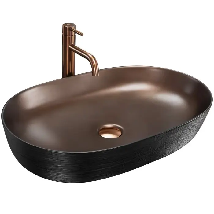 Super okazja - Cleo 61 copper brush/black umywalka nablatowa REA-U6383
