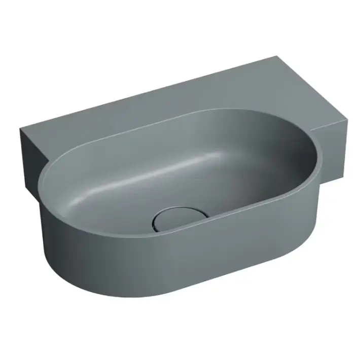 Hit sprzedażowy - Ovo m+ umywalka nablatowa/wisząca - prawa, 55 x 38 cm, ash grey mat OVO555UWPAG