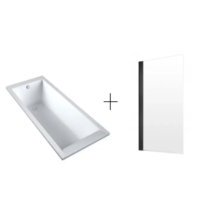 Bezpieczne zakupy - Schedpol wanna akrylowa slim 140x70x37cm + parawan wannowy caldo black 70x140 skrzydło pojedyncze uchylne szkło czyste 6mm z powłoką DPL530WL+DS-0036