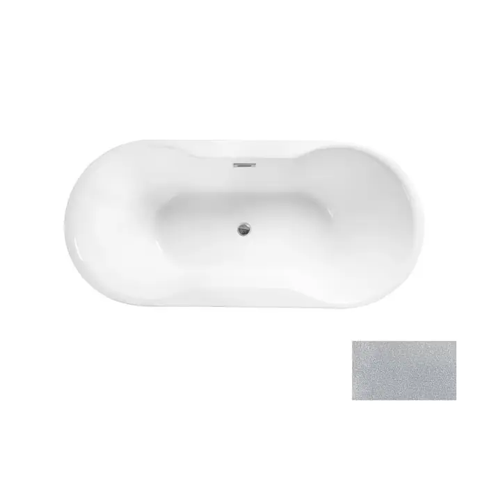 Navia glam srebrna wanna wolnostojąca / maskownica syfonu z przelewem biała 150 x 80 WA-150-NSB - Spiesz się