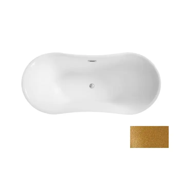 Cena specjalna - Amber glam złota wanna wolnostojąca / maskownica syfonu z przelewem czarna 170 x 80 WA-170-AZC