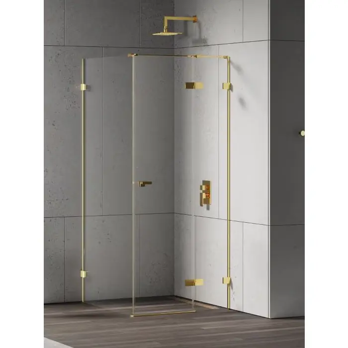 Nowość w asortymencie - Kabina prysznicowa eventa gold shine 1d prostokątna l 90x110x200 szkło czyste 8mm active shield 2.0 EXK-4699