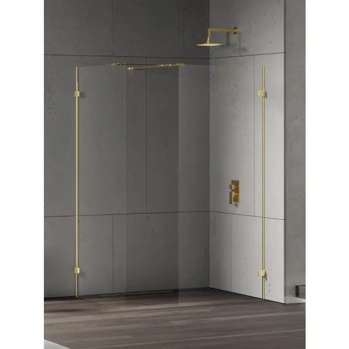Produkt premium | Kabina prysznicowa eventa gold shine walk-in u 130x80x200 szkło czyste 8mm active shield 2.0 EXK-4871
