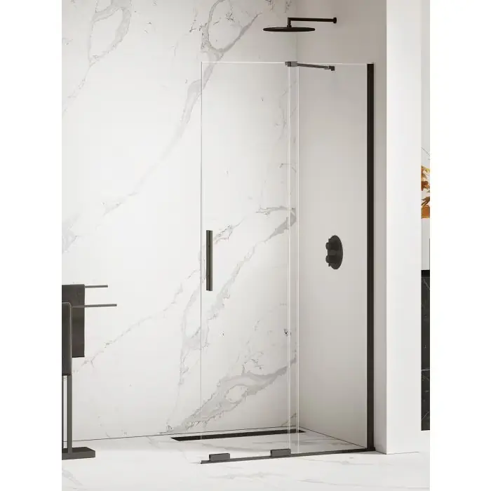 Cena producenta - Nz4 kabina prysznicowa smart black 1d walk-in u 150x200 szkło czyste 8mm active shield 2.0 - wspornik skośny EXK-4196-WU