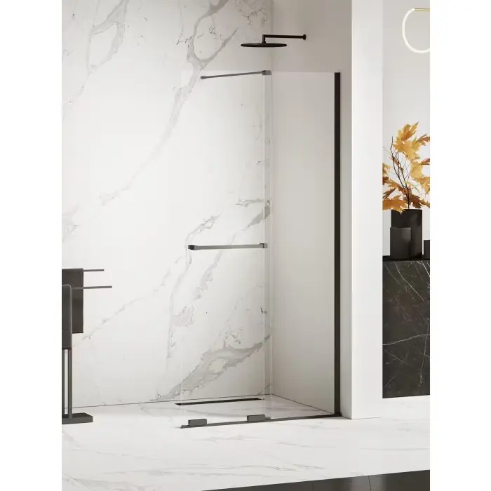 Nz4 kabina prysznicowa smart black 1d walk-in u 150x200 szkło czyste 8mm active shield 2.0 - wieszak EXK-6681 | Ekspresowa dostawa