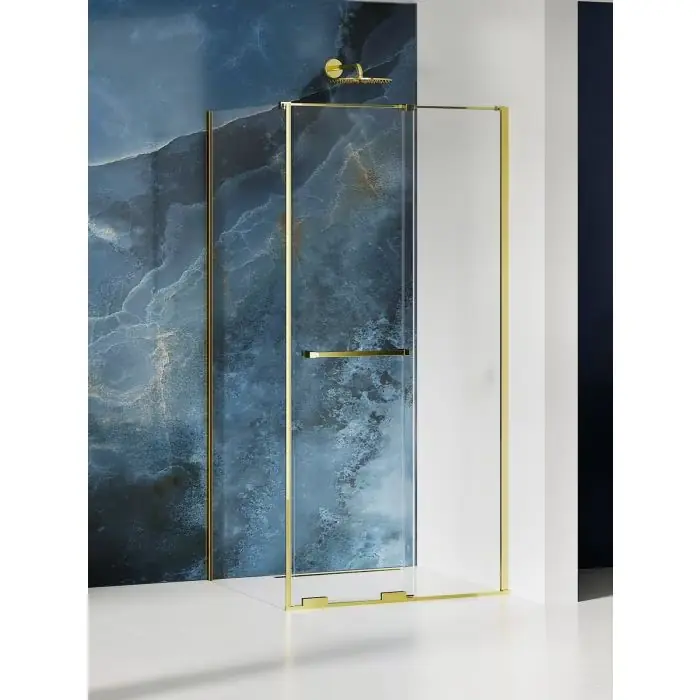 Nz4 kabina prysznicowa smart light gold 1d prostokątna u 160x110x200 szkło czyste 8mm active shield 2.0 - wieszak EXK-6725 - Hit