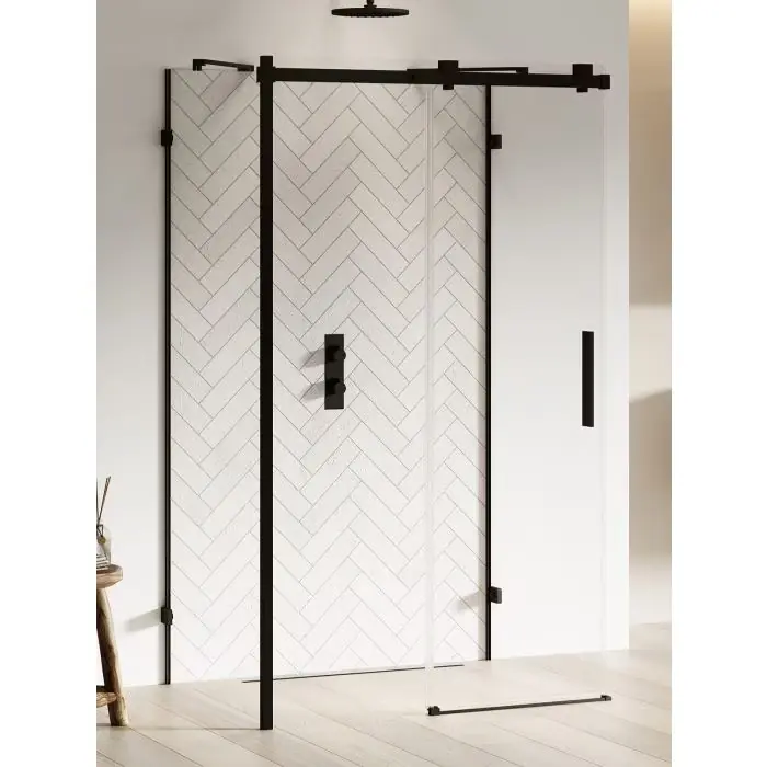 Nz4 kabina prysznicowa softi black x 1d prostokątna przyścienna p 100x90x200 szkło czyste 8mm active shield 2.0 EXK-5428 - Hit sprzedażowy
