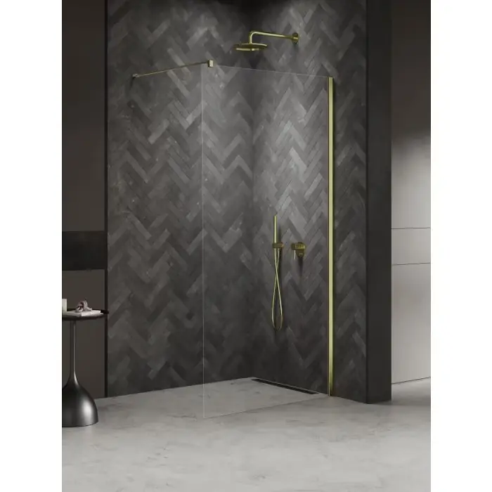 Wysyłka od ręki | Kabina prysznicowa nesta light gold walk-in u 120x200 szkło czyste 8mm active shield 2.0 K-1735