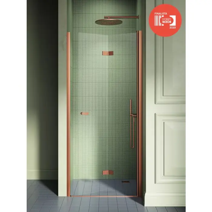 Premium - Nz2 drzwi wnękowe new soleo copper brushed 1d l 120x195 szkło czyste 6mm active shield - składane D-0507A