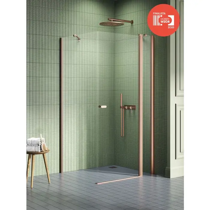 Cena specjalna - Nz2 kabina prysznicowa new soleo copper brushed 1d prostokątna u 100x70x195 szkło czyste 6mm active shield - z el. stałym K-1989