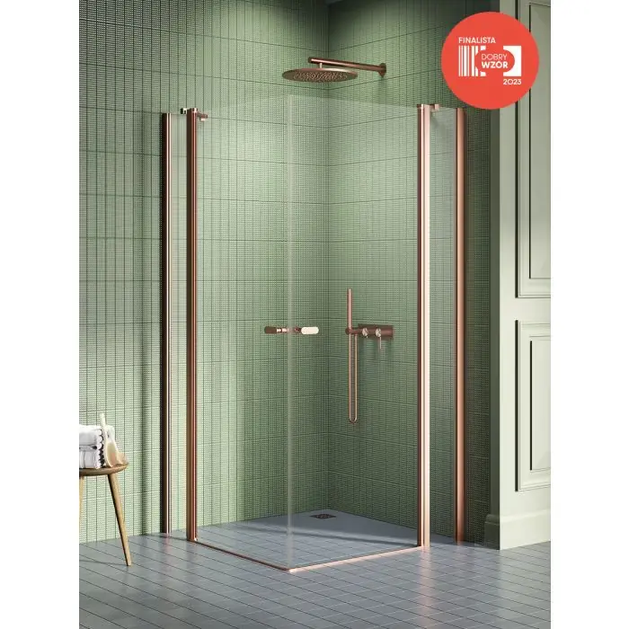Ekstra rabat - Nz2 kabina prysznicowa new soleo copper brushed 2d prostokątna u 100x110x195 szkło czyste 6mm active shield - z el. stałym K-2022