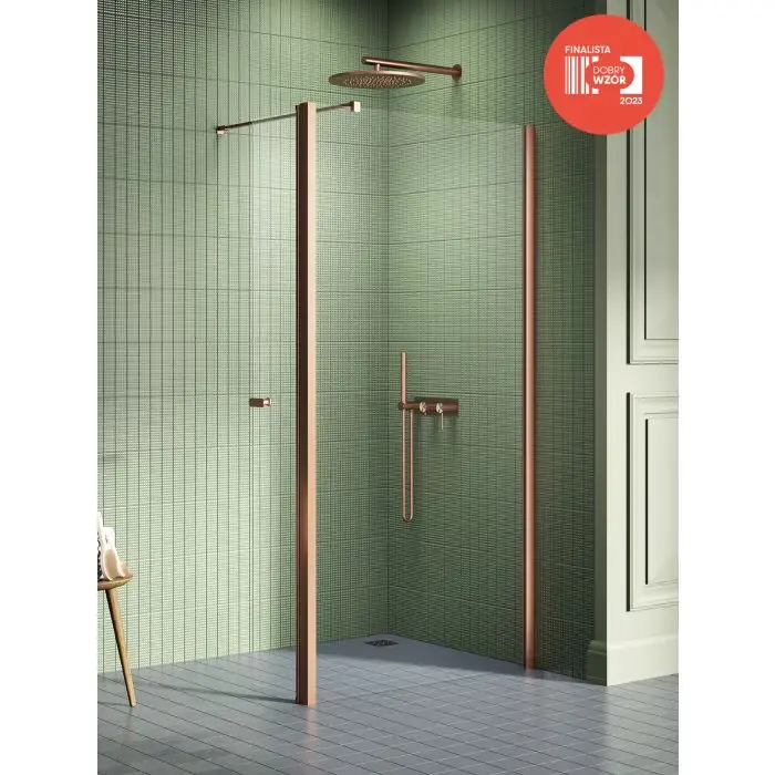 Kup teraz - Nz2 kabina prysznicowa new soleo copper brushed walk-in u 100x195 szkło czyste 6mm active shield K-2119