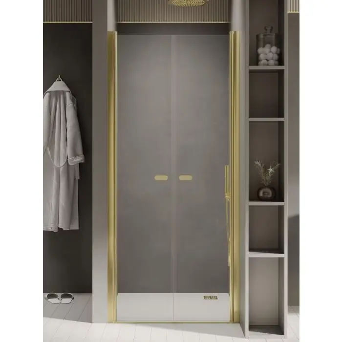 Nz2 drzwi wnękowe new soleo light gold 2d u 130x195 szkło czyste 6mm active shield - wahadłowe D-0524A - Produkt polecany
