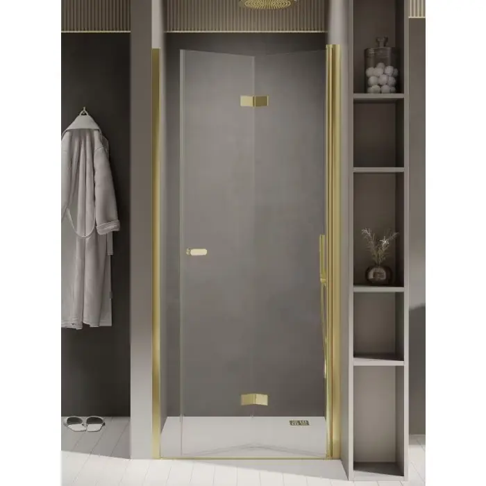 Nz2 drzwi wnękowe new soleo light gold 1d p 120x195 szkło czyste 6mm active shield - składane D-0469A | Bezpieczne zakupy