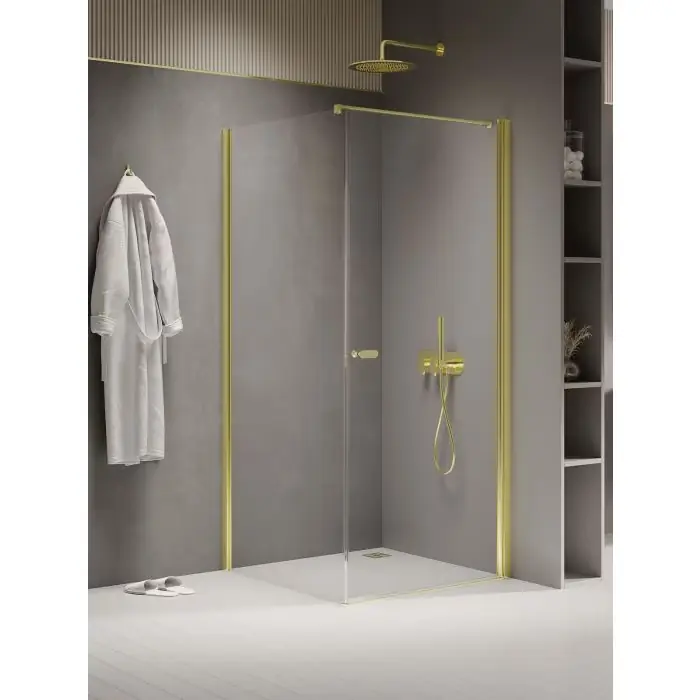 Zamów online - Nz2 kabina prysznicowa new soleo light gold 1d prostokątna u 100x70x195 szkło czyste 6mm active shield - wsp. równoległy K-1845-WP