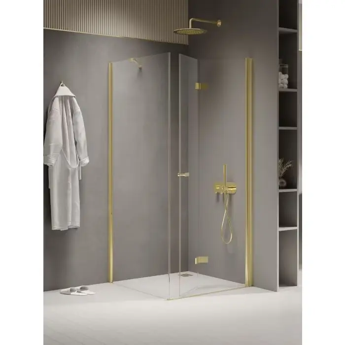 Na stanie | Nz2 kabina prysznicowa new soleo light gold 1d kwadratowa p 70x70x195 szkło czyste 6mm active shield - składane K-1919
