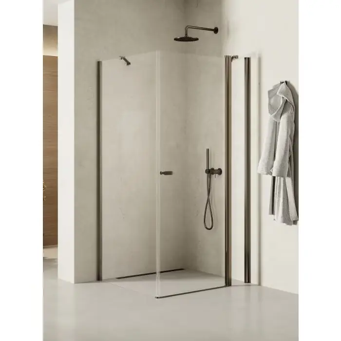 Kabina prysznicowa new soleo gunmetal brushed 1d kwadratowa u 100x100x195 szkło czyste 6mm active shield - z el. stałym K-2158 | Ostatnie dni promocji