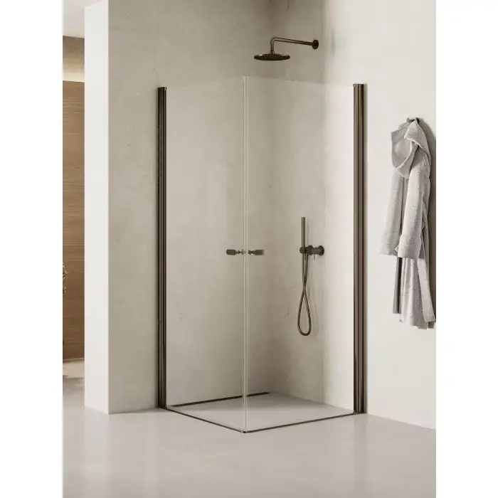 Bestseller - Kabina prysznicowa new soleo gunmetal brushed 2d prostokątna u 100x100x195 szkło czyste 6mm active shield - wahadłowe K-2182