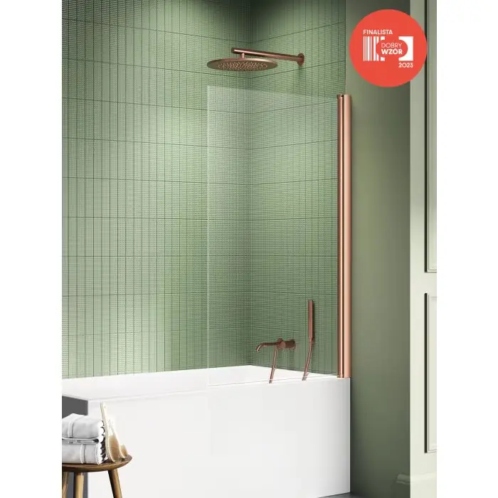 Kup online - Parawan nawannowy new soleo copper brushed 1d u 90x140 szkło czyste 6mm active shield 2.0 P-0122