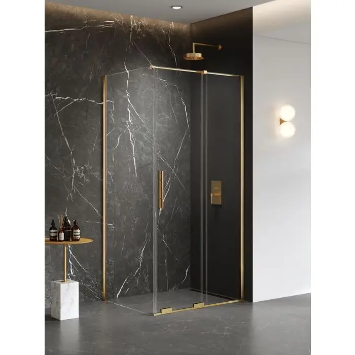 Kabina prysznicowa smart gold brushed 1d prostokątna u 100x110x200 szkło czyste 8mm active shield 2.0 EXK-7528 | Końcówka serii