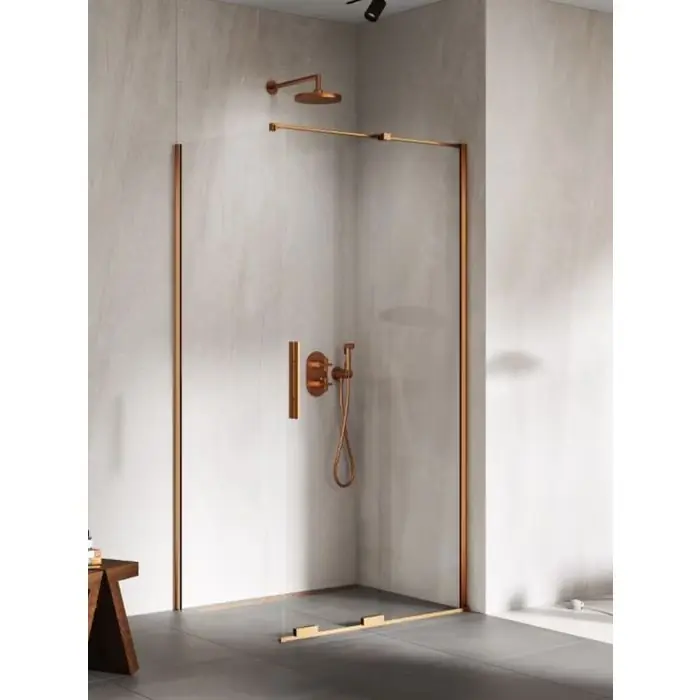 Sprawdzony produkt - Kabina prysznicowa smart copper brushed 1d prostokątna u 100x90x200 szkło czyste 8mm active shield 2.0 EXK-7668