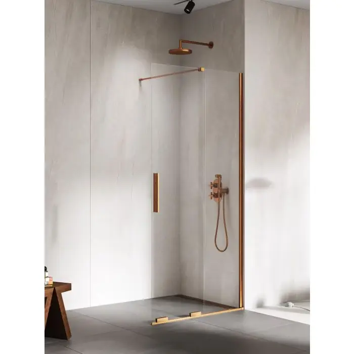 Kabina prysznicowa smart copper brushed 1d walk-in u 130x200 szkło czyste 8mm active shield 2.0 EXK-7772 | Końcówka serii