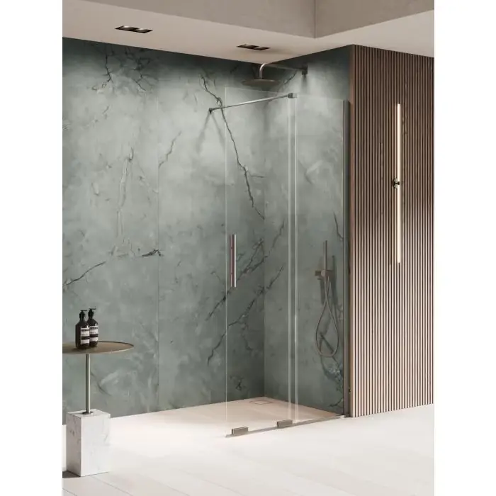 Kabina prysznicowa smart gunmetal brushed 1d walk-in u 120x200 szkło czyste 8mm active shield 2.0 EXK-7943 | Top oferta