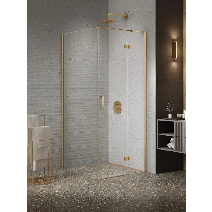 Kabina nesta gold brushed 1d prostokątna p 100x90x200 czyste 6mm active shield 2.0 K-4444 | Top oferta