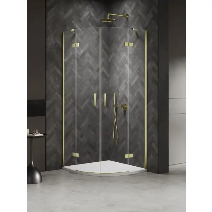Top produkt | Kabina nesta light gold 2d półokrągła 90x90x200 czyste 6mm active shield 2.0 K-4576