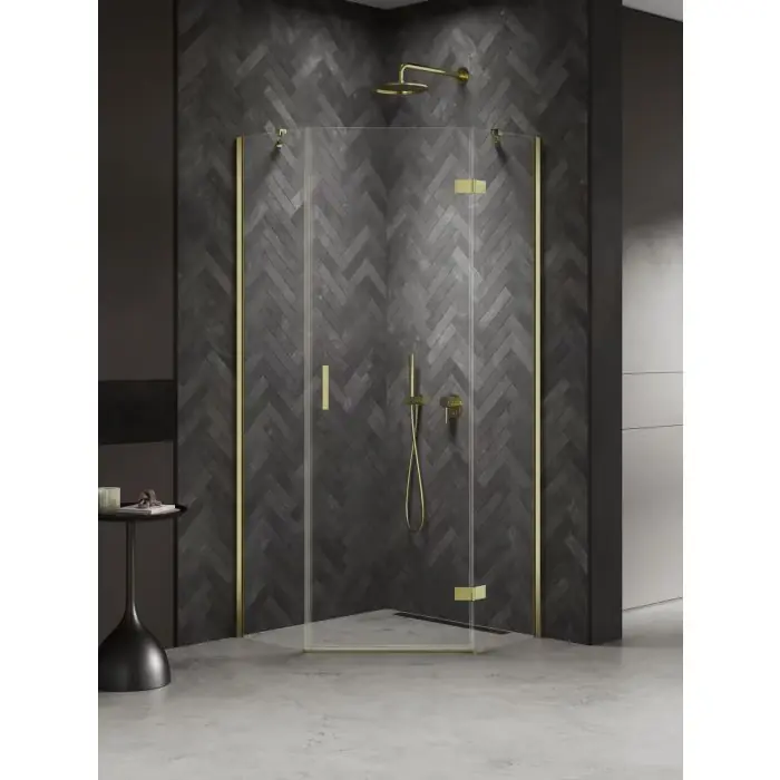 Dodatkowy rabat | Kabina nesta light gold 1d pięciokątna l 90x90x200 czyste 6mm active shield 2.0 K-4581
