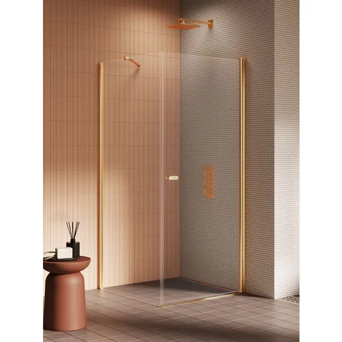Nz2 kabina prysznicowa new soleo gold brushed 1d prostokątna u 80x70x195 szkło czyste 6mm active shield 2.0 K-4176 - Najlepsza cena