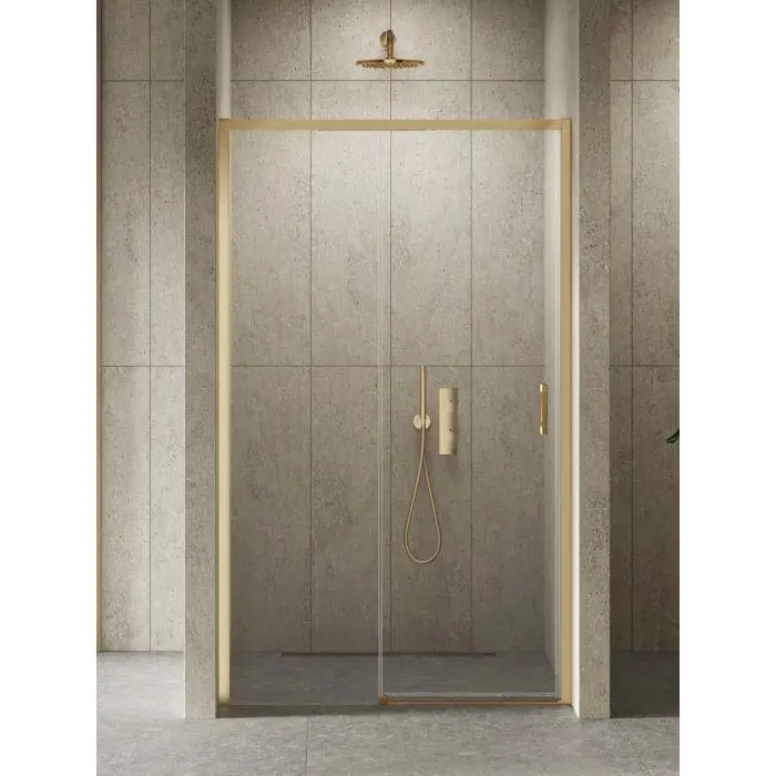 Nz4 drzwi wnękowe prime gold brushed 1d l 150x200 szkło czyste 6mm active shield 2.0 D-0794A | Premium