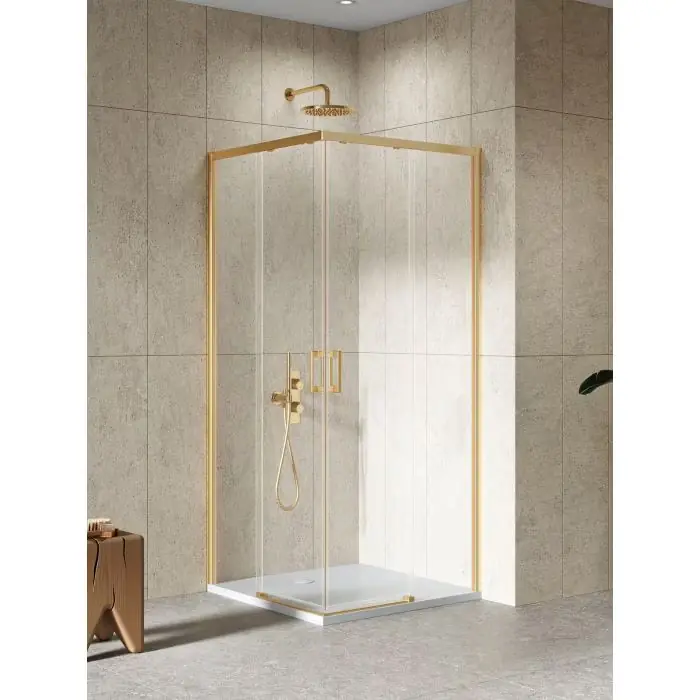 Ulubieniec klientów - Nz4 kabina prysznicowa prime gold brushed 2d prostokątna 100x70x200 szkło czyste 6mm active shield 2.0 D-0784A/D-0779A