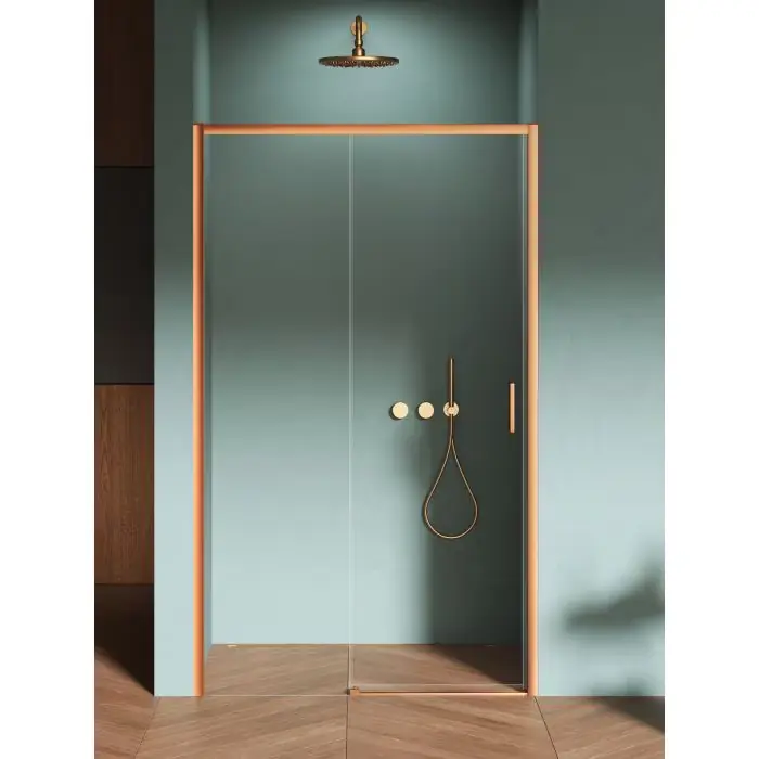 Sprawdzony wybór - Drzwi wnękowe prime copper brushed 1d l 120x200 szkło czyste 6mm active shield 2.0 D-0816A