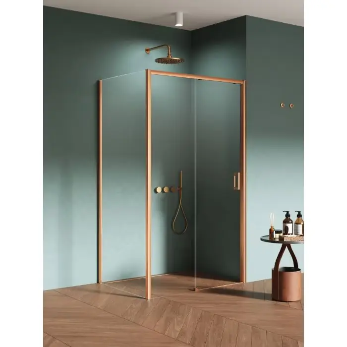 Ograniczona ilość | Kabina prysznicowa prime copper brushed 1d prostokątna l 100x80x200 szkło czyste 6mm active shield 2.0 K-3988