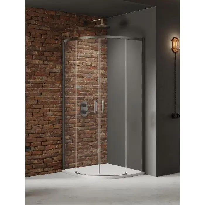 Kabina prysznicowa prime gunmetal brushed 2d półokrągła r55 80x80x200 szkło czyste 6mm active shield 2.0 K-4977 - Bezpieczne zakupy