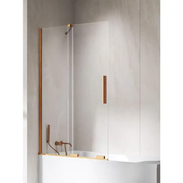 Top oferta - Parawan nawannowy smart copper brushed 1d u 120x150 szkło czyste 8mm active shield 2.0 -wspornik skośny EXK-7804-WU