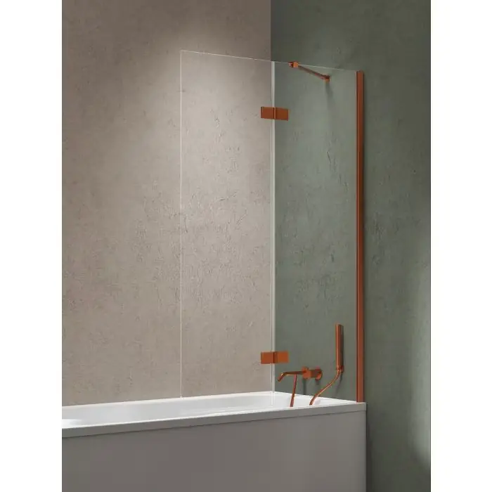 Najwyższa jakość | Parawan nawannowy nesta copper brushed 1d p 120x150 czyste 6mm active shield 2.0 - wspornik kątowy P-0256-WL