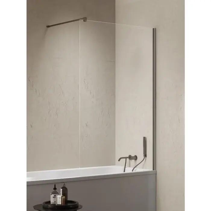 Bardzo popularny produkt - Parawan nawannowy nesta gunmetal brushed stały u 80x140 szkło czyste 8mm active shield 2.0 - wsp. równoległy P-0224-WP