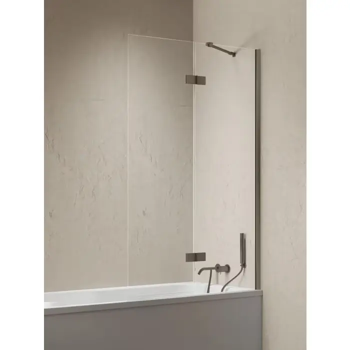 Bezpośrednio od producenta | Parawan nawannowy nesta gunmetal brushed 1d p 100x150 czyste 6mm active shield 2.0 - wspornik kątowy P-0258-WL