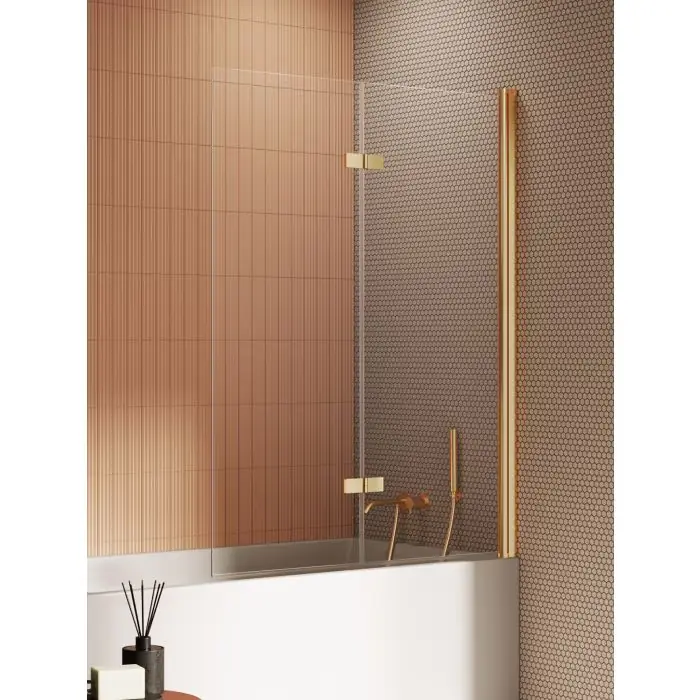 Parawan nawannowy new soleo gold brushed 1d p 100x140 szkło czyste 6mm active shield 2.0 P-0174 - Już w sprzedaży