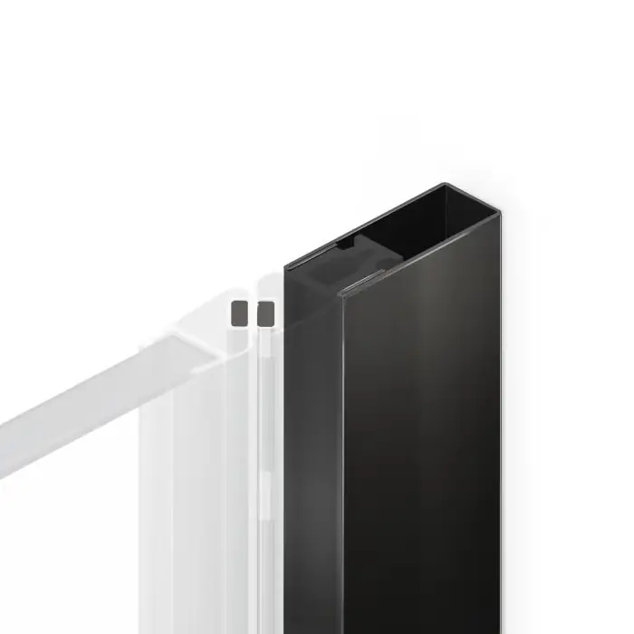 Łatwy zwrot | Profil poszerzający eventa black chrome po stronie profilu z magnesem (+10mm) wys. 200 PP-0032